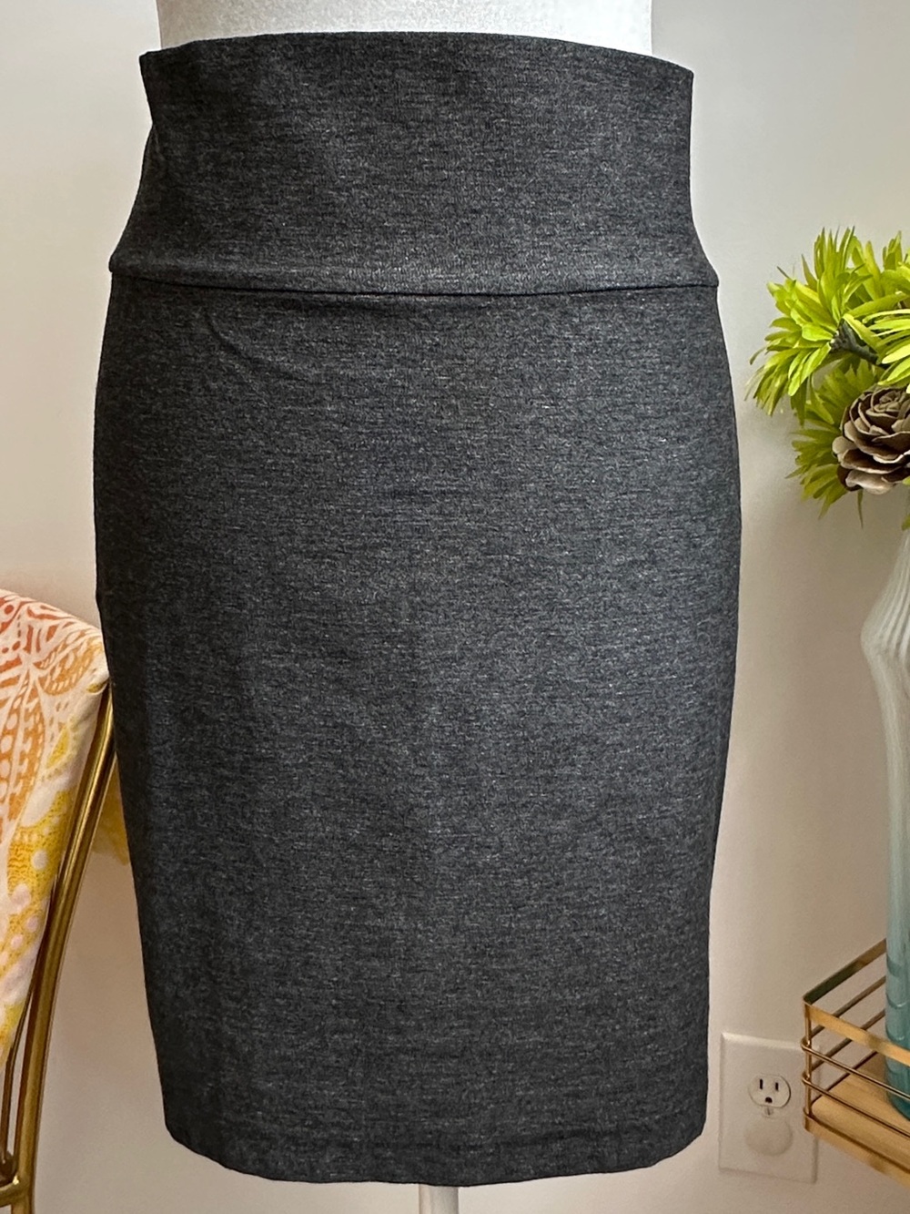 Eileen Fisher Dark Charcoal Stretch Pencil Skirt